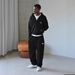 2025 European And American Street Fashion Hip-Hop Zipper Cardigan Loose Printed Sports Set_desvips.com