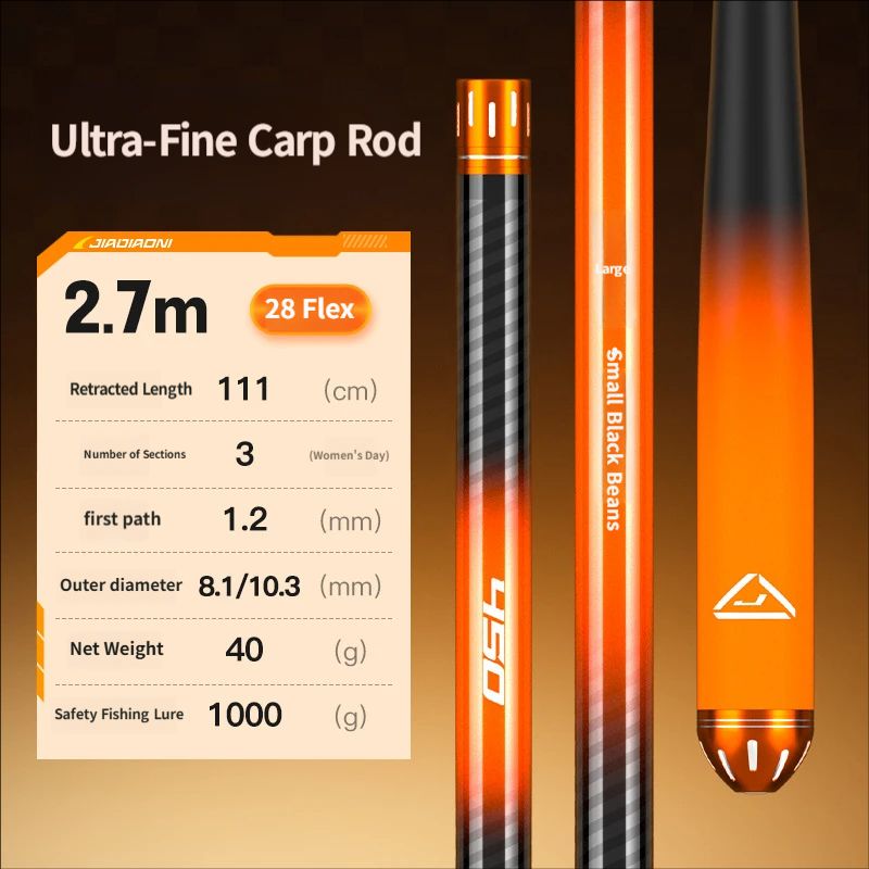 JADNEE Fumo Crucian Lightweight Fine Crucian Rod, Ultra-light, Ultra-thin & Ultra-stiff 28 Tone Hand Fishing Rod, Taiwan Fishing Rod_desvips.com
