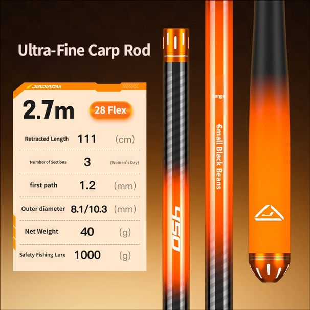 JADNEE Fumo Crucian Lightweight Fine Crucian Rod, Ultra-light, Ultra-thin & Ultra-stiff 28 Tone Hand Fishing Rod, Taiwan Fishing Rod_desvips.com