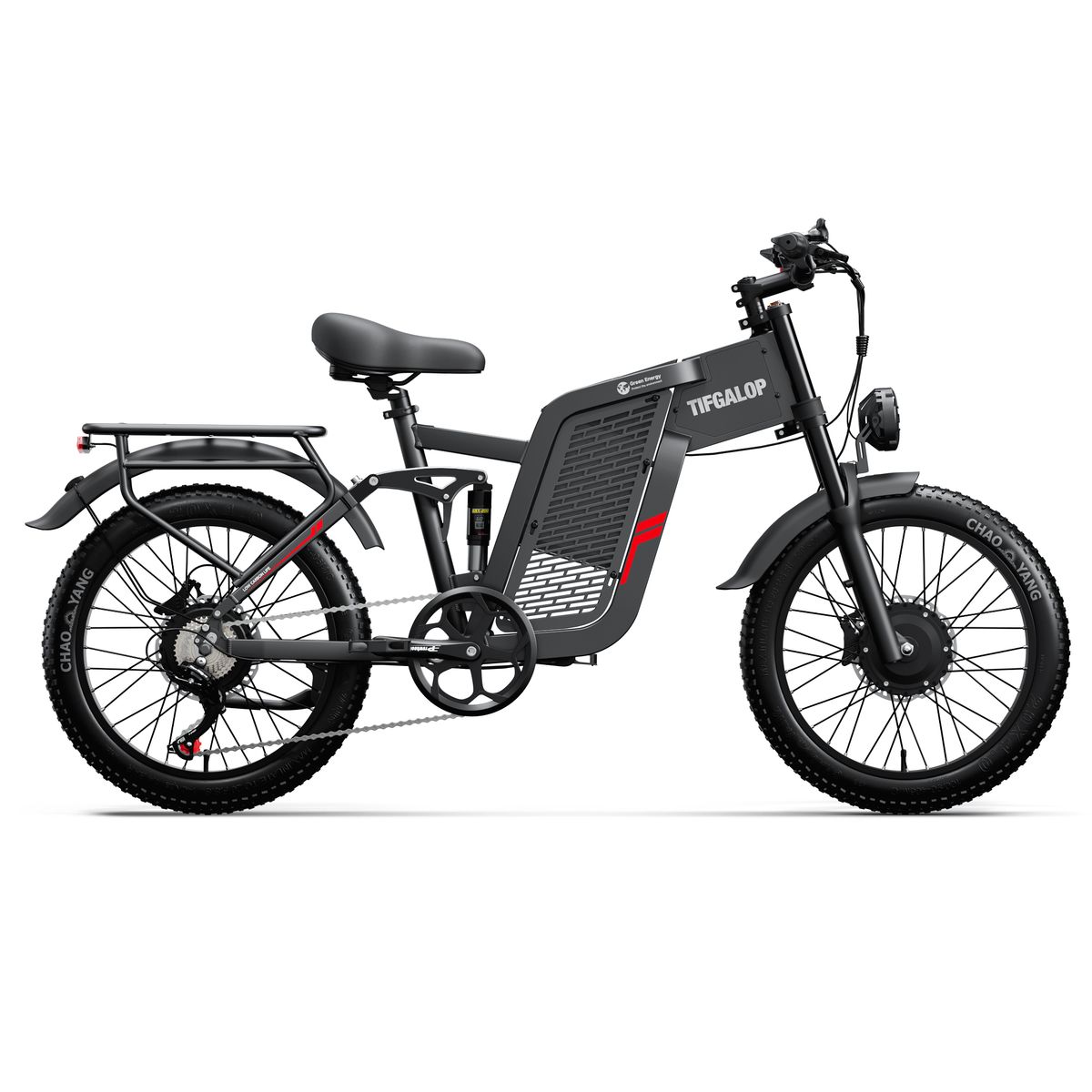 TIFGALOP F7 Electric Bicycle For Adults 20 Inch Fat Tire Full Suspension 2000W 52V24Ah Electric Mountains Bike_desvips.com