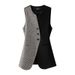 Women's Clothing round neck vest new design slim fit plaid vest outer wear waistcoat _desvips.com