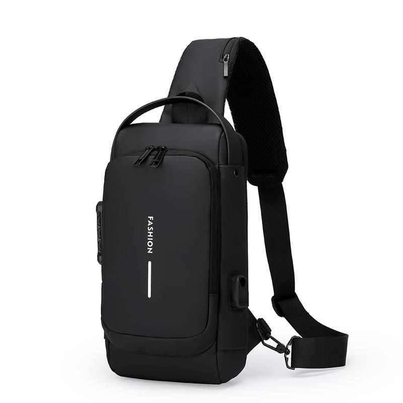 Password Lockbone Bag Anti-theft Film Waterproof USB Charging Port Multifunctional Sports Single-shoulder Crossbody Motorcycle Riding Bag_desvips.com