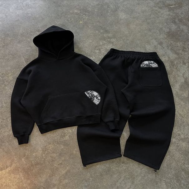 Spring 2027 Fashion European-USA Style Tracksuits Women/Men Long Sleeve Hooded Sweatshirts + Elastic Brand Mid Waist Sweatpants Two-Piece Casual Suits_desvips.com