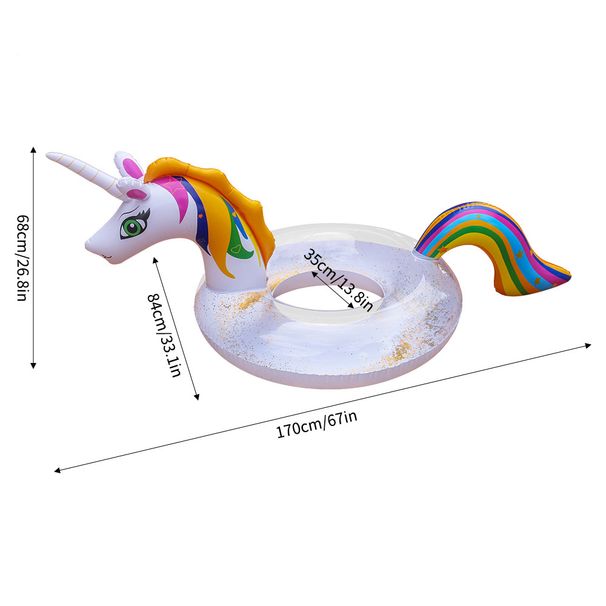 Unicorn Inflatable Pool Float Giant Ride On Swimming Ring For Adults Teens Fun Water Toy For Beach Pool Parties Summer Vacation_desvips.com