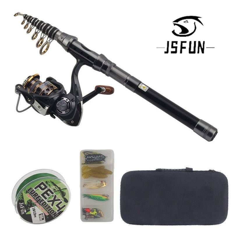 Portable Lure Rod Long Distance Sea Fishing Spinning Wheel Lure Set Retractable 2.4m Straight Handled Carbon Lure Rod_desvips.com