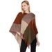 Large Checkered Color-blocked Knitted Warm Shawl European And American Autumn And Winter New Imitation Cashmere Tassel Pullover Cape_desvips.com