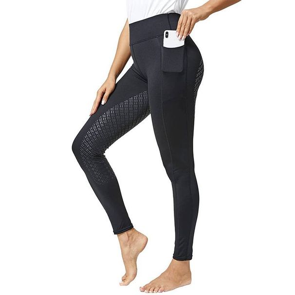 Equestrian Trousers, Women's Stretchy High Waisted Slimming Riding Trousers With Pockets And Full Silicone Anti Slip Material._desvips.com