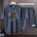 Men's Clothing 2024 Waffle Casual Summer Suit Loose Teen Short sleeved T shirt Shorts Handsome Two piece Suit_desvips.com