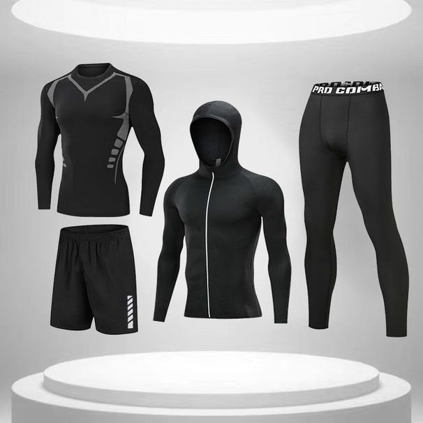 Men's 5 Piece Gym Apparel Set For Morning Running Breathable Quick Drying Basketball Training Suit Gym Attire_desvips.com
