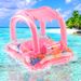 1pc Thickened Inflatable Sunshade Bell Seat Ring Blue Pink PVC Material Swimming Seat Ring Floating Ring Armpit Ring Beach Toy_desvips.com