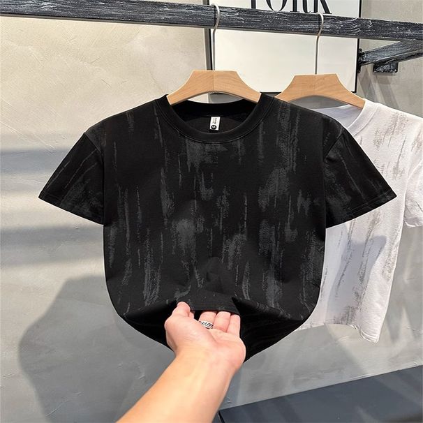 Summer 2027 Fashion High Street Hip-Hop Black/White Top Tee Youth/Men Polyester O-Neck Short Sleeve Casual Ice Silk Breathable T-Shirt M-3XL_desvips.com