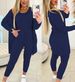 Women's fashion solid color vest + elastic waist trousers set (3-piece set)_desvips.com