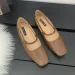 Women's Cutout Leather Ballet Flats With Square Toe And Ankle Strap In Shiny Sier 4 7d0e6_desvips.com