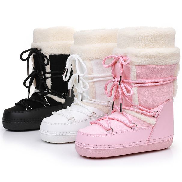 Warm Export Foreign Trade European Lamb Wool High Tube Suede Space Women's Ski Shoes Northeast Snow Country Moon Boots Warm_desvips.com