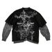 2025 New Street Fashion Brand Skull Graffiti Print Fa Ke Two-Piece Top Casual Long Sleeve T-Shirt_desvips.com