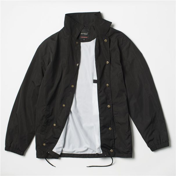 Nylon Hip Hop Streetwear Plain Black Coaches Jacket Vintage Waterproof Lightweight Windbreaker For Men_desvips.com