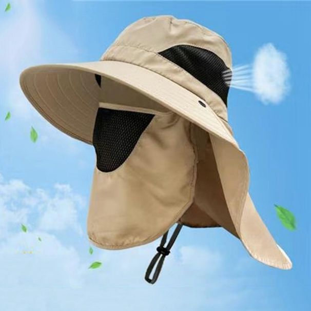 Balaclava Hat Caps Mask Set Bucket Hat Sunscreen UV Protection Fisherman Hat Neck Headband Adjustable Chin Rope Sun Hat Climbing_desvips.com