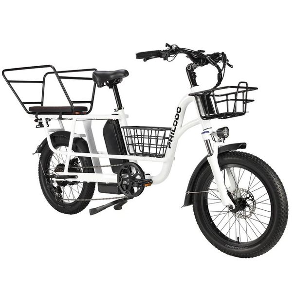 PHILODO Traveller Family & Cargo Electric Bike, Dual 48V 17.5Ah Batteries,Kid & Cargo Carrier Hoop_desvips.com