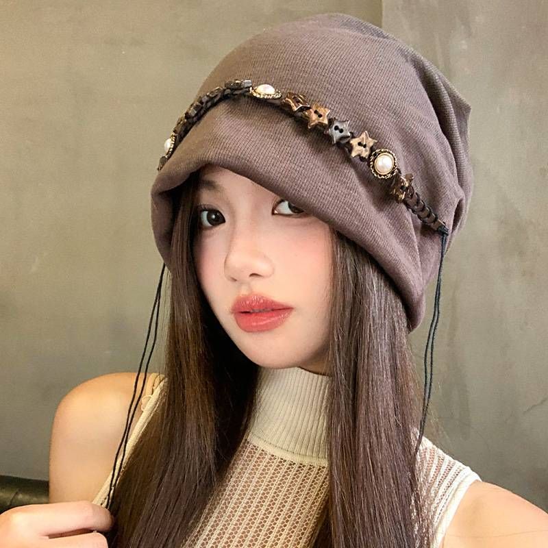Autumn And Winter Retro Five-pointed Star Tassel Baotou Hat For Women's Japanese Versatile Cold Hat_desvips.com