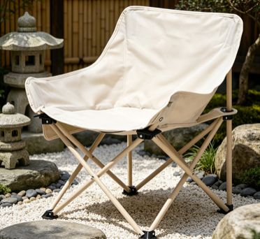 Comfortable High-Back Foldable Camping Chair, Heavy-Duty Steel Frame Moon Chair With Carry Bag_desvips.com
