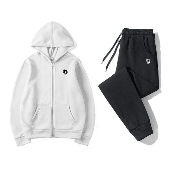 2026 Fashion Tracksuits Women/Men Long Sleeve Zipper Hooded Sweatshirts+Lace-Up Elastic Waist Sweatpants Embroidery Two-Piece Casual Sport Suits_desvips.com