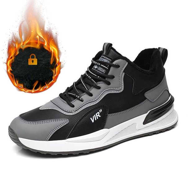 Lighing Delivery Spring Plush Casual With Warm Leather And Cotton Mid Top Fashionable Trendy Sports Men's Shoes_desvips.com