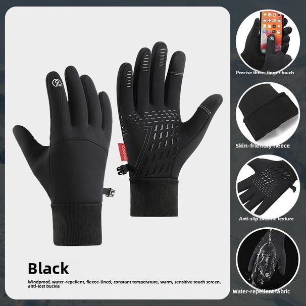 Winter Warm For Men And Women, Touchscreen Skiing Outdoor Sports Fleece Lined Waterproof Cold-Proof Cycling Gloves_desvips.com