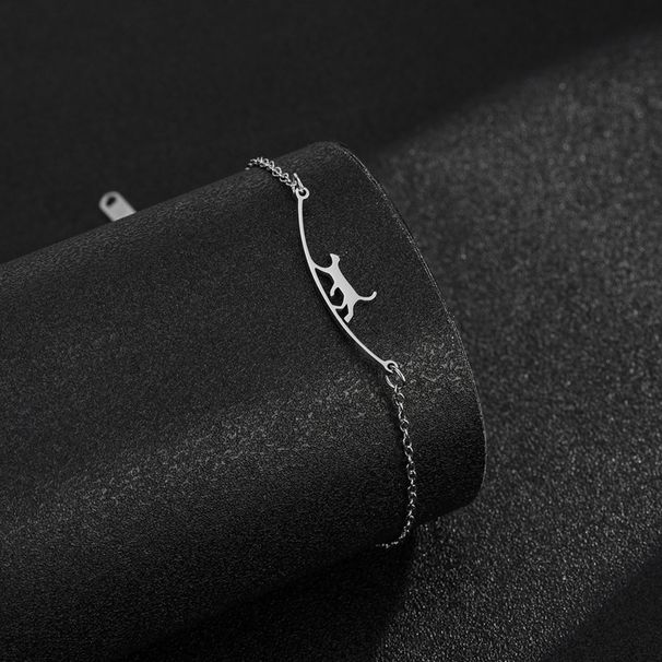 Hot Selling Cute Walking Cat Women's Stainless Steel Jewelry Anklet Fashion Beach Accessories In Stock Wholesale_desvips.com