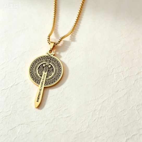 European And American Jewelry Wholesale Titanium Warrior Stainless Steel Pendant Vintage Viking Shield Sword Flower_desvips.com