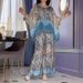 Women's Clothing fashion printed round neck loose wide leg pants casual two piece suit_desvips.com