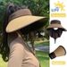 Large Brim Empty Top Hat Women's Summer UV Protection Rear Neck Visor Foldable Travel Beach Sun Hat_desvips.com