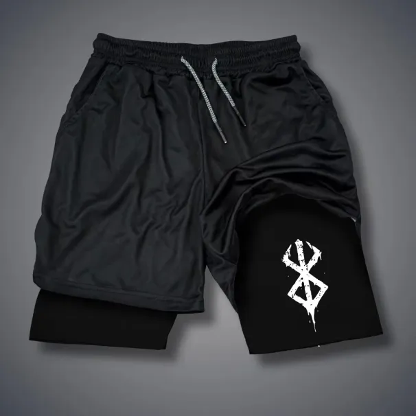 Berserk Anime Printed Double Exercise Men's Gym Running Quick Drying Outdoor Training Summer 2-in-1 Shorts_desvips.com
