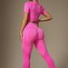 Women's Yoga Suit Seamless T Shirt And Pants High Waisted Quick Drying High Elasticity Hip Lifting Sports Outdoor Fitness_desvips.com