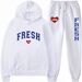 Printed Loose Spring Autumn Hooded Sweatshirt And Jogger Pants Set_desvips.com