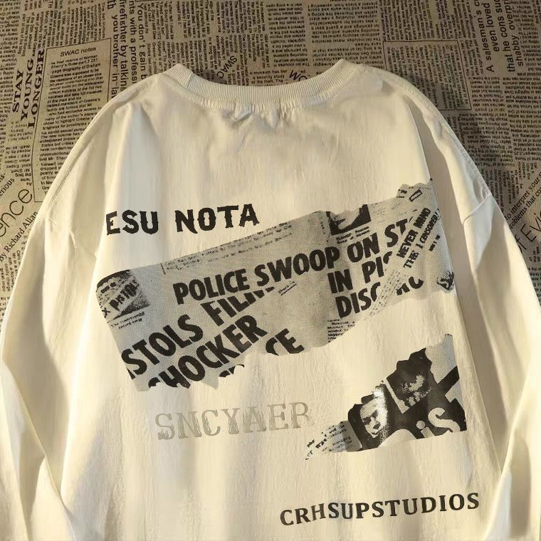 100% Cotton American Style Trendy Brand Long Sleeve T-Shirt For Men And Women Autumn High Street Niche National Trend_desvips.com