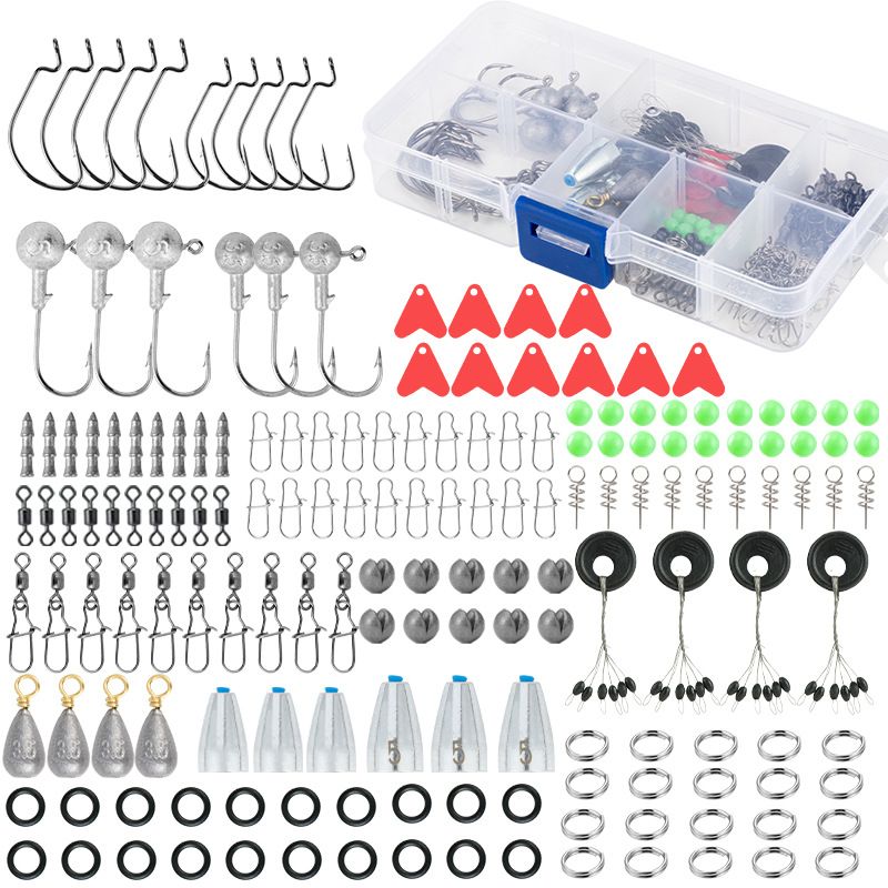 Shark Skimmer|170-Piece Set Lure Accessories Hooks Texas Drop Shot Rig Sea Rock Box Fishing_desvips.com