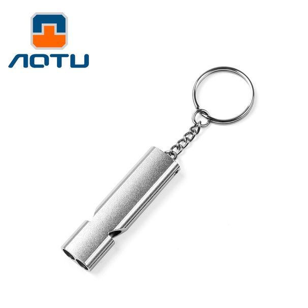 Outdoor Loud Double-tube High-frequency Whistle, Metal Aluminum Alloy Children's Rescue Whistle AT7606_desvips.com