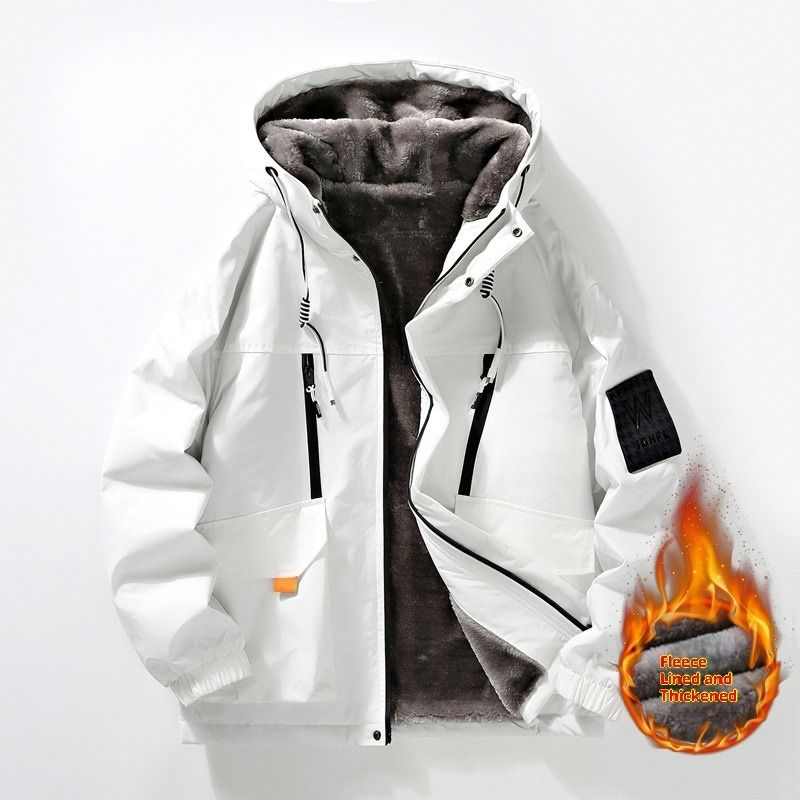 NOKOMETA Autumn And Winter Hooded Men's New Fleece Thickened Jacket Jacket Jacket Jacket Casual Versatile Trench Coat_desvips.com