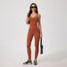 Nude Feel Zipper Brushed Tight Fitting Yoga Bodysuit Quick Drying Running Fitness Sports Wear for Outdoor Activities_desvips.com