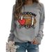 Women's Clothing Site Ready Stock Simple Pullover Crewneck Top T shirt TouchDown Print Loose Sweatshirt_desvips.com