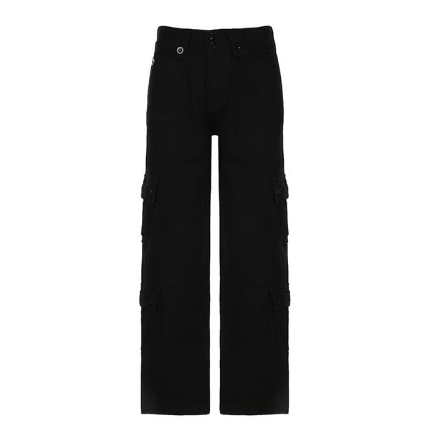 RenMou American Style Spicy Girl Low Waisted Workwear Jeans For Women 2024 New Street Style, Hanging Straight Leg, Multi Pocket Exclusive Supply_desvips.com