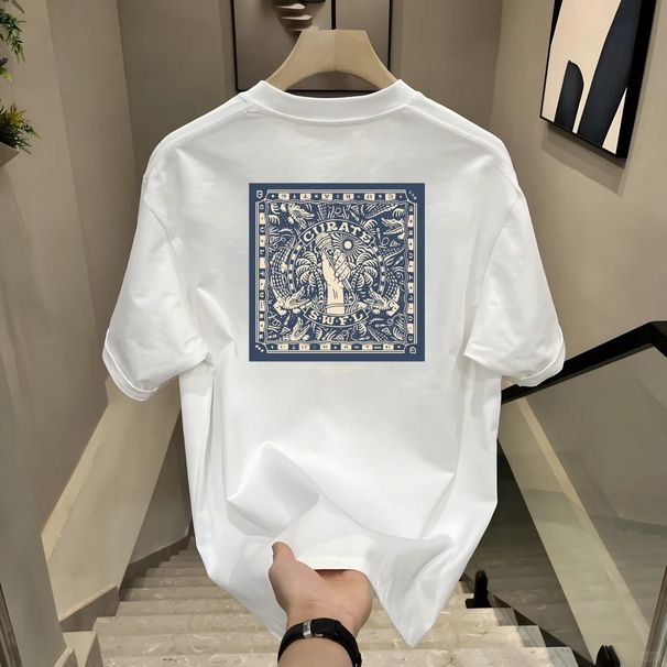 Artistic Hand Print Casual T-Shirt, Men/Women Breathable Cotton Short Sleeve Tee, Fashion Crewneck Shirt For Streetwear, Everyday Use & Summer Outfits_desvips.com