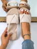 Vacation Apricot For Women, Minimalist Corduroy Toe Post Design Thong Sandals Senior Designer Summer Outdoor Casual_desvips.com