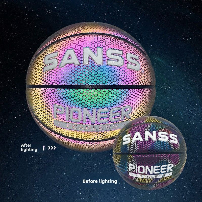 Glow-in-the-Dark 3D Printed Basketball – Premium PU Surface, Reflective & Durable For Night Games_desvips.com