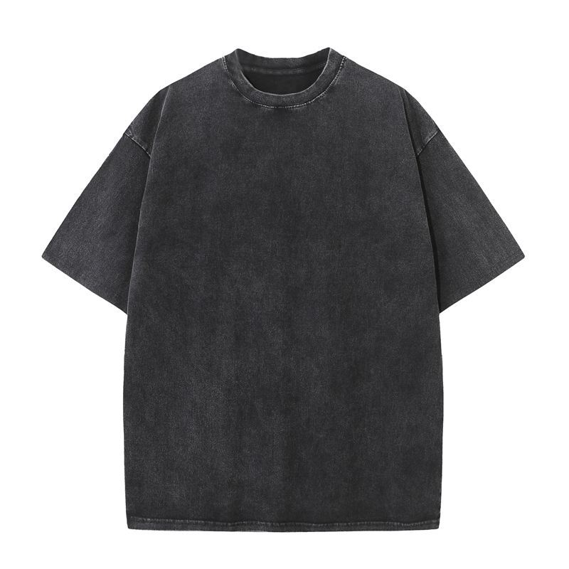 230g Heavy Cotton Washed Distressed T-shirt Cross-border Retro Oversize Loose Dropped Shoulder Trendy Brand Short Sleeves_desvips.com