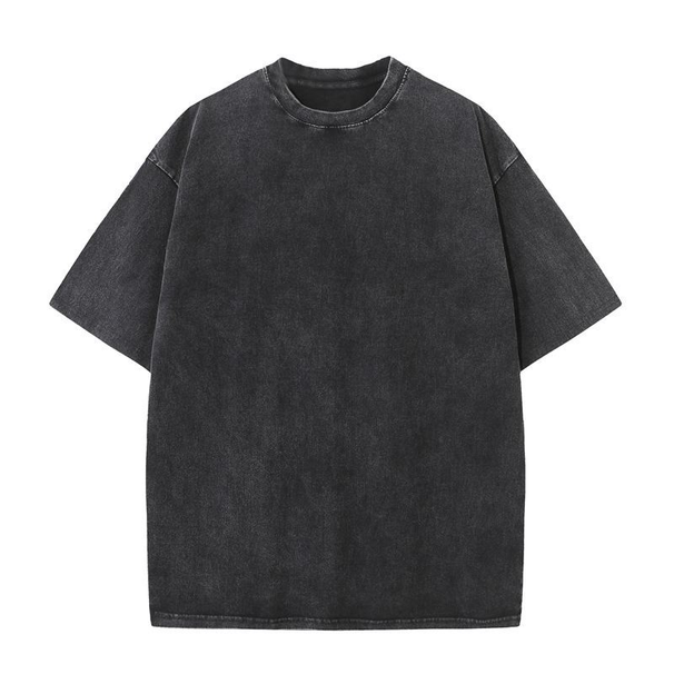 230g Heavy Cotton Washed Distressed T-shirt Cross-border Retro Oversize Loose Dropped Shoulder Trendy Brand Short Sleeves_desvips.com