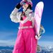 Fuyan Rose Red Heart Ski Suit For Women 2025 New Windproof Super Cute Overalls Two-Piece Set_desvips.com
