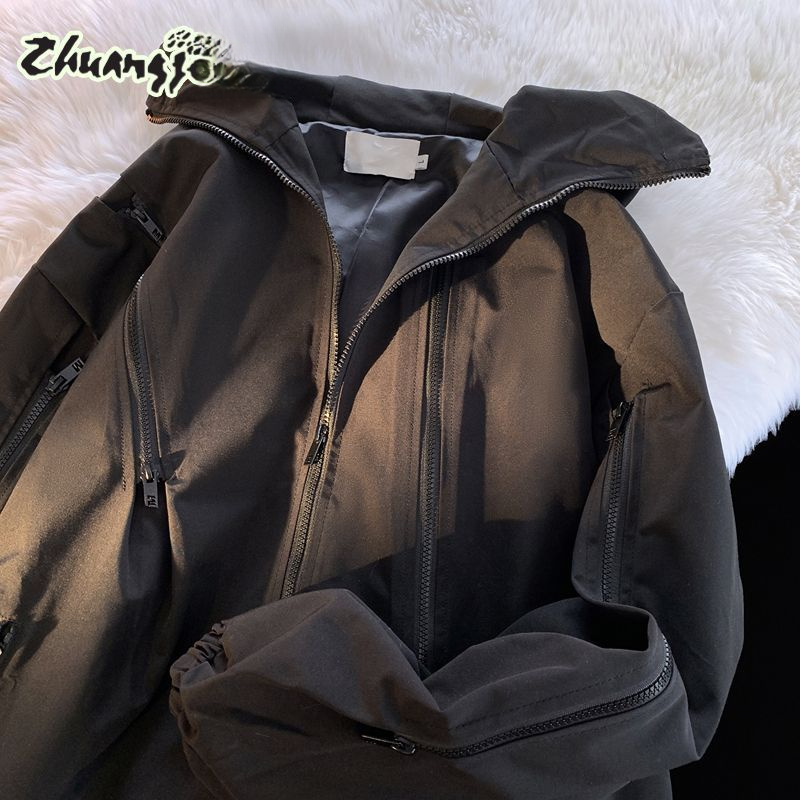 American Functional Windbreaker Men Spring Autumn Trendy Brand Ins Style Hooded Windproof High Street Workwear Jacket_desvips.com