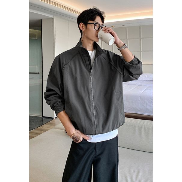 Cleanfit Deconstructed Stand-up Collar Bomber For Men, American Style Short Baseball With A Structured Shoulder_desvips.com