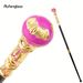 Golden Pink Luxury Round Handle Fashion Stick For Party Decorative Walking Cane Knob Walking Stick Performance Stage Cane 93cm_desvips.com